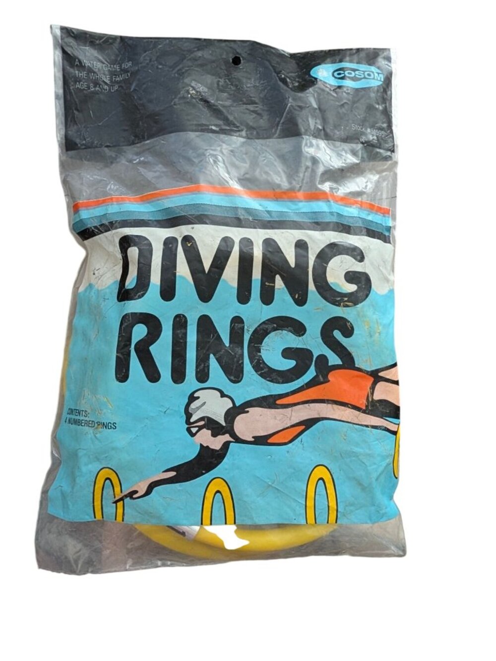 Cosom Diving Rings Set For Kids & Adults Water Game 4 Numbered Yellow Rings Ages